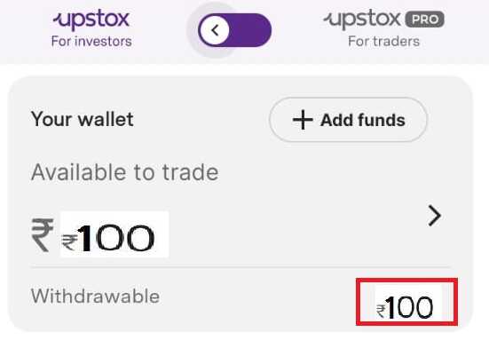 Upstox Cash Withdrawal